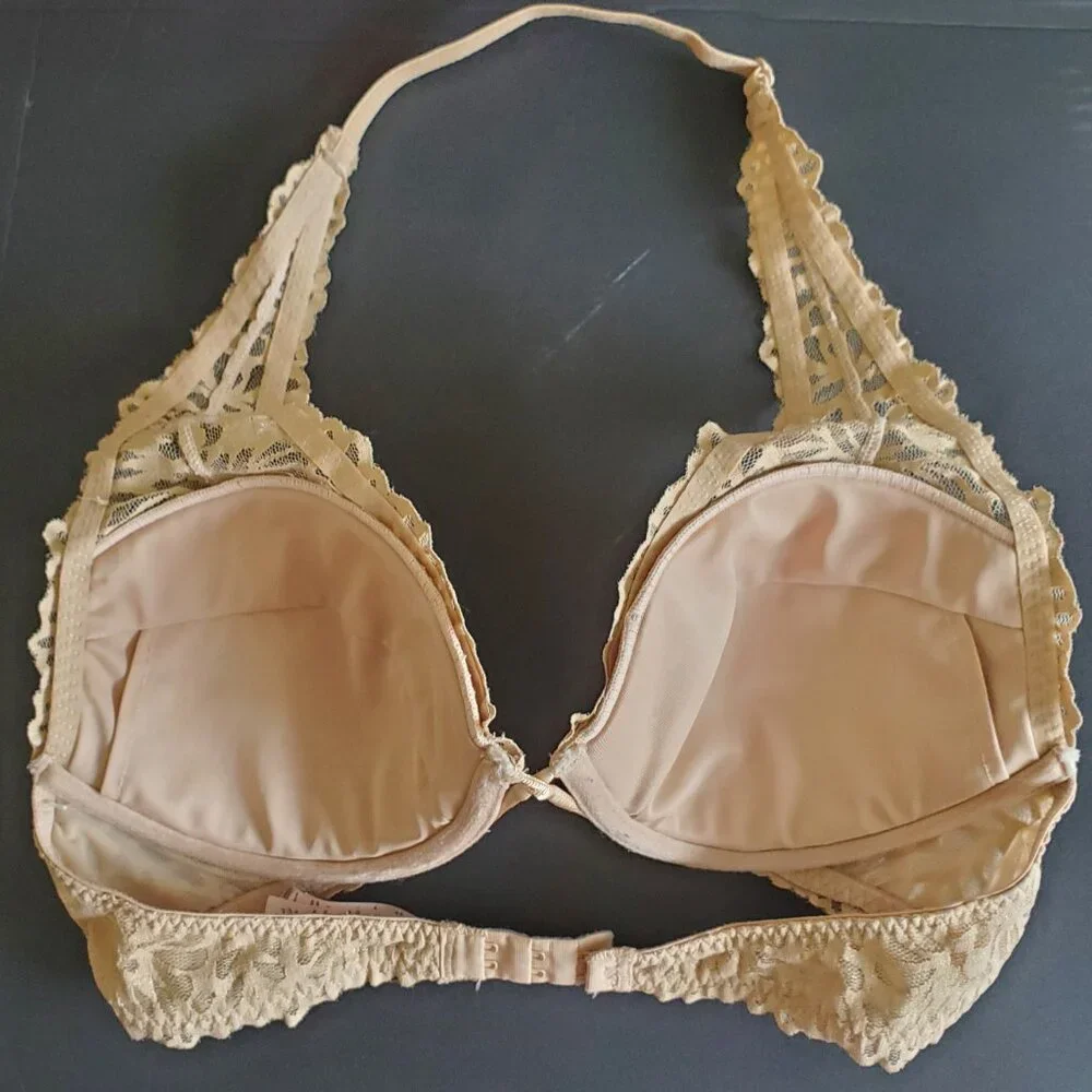 LA SENZA Lingerie Cream Lace Halter Underwire Bra Style 34C Very Good Condition - Picture 4 of 10